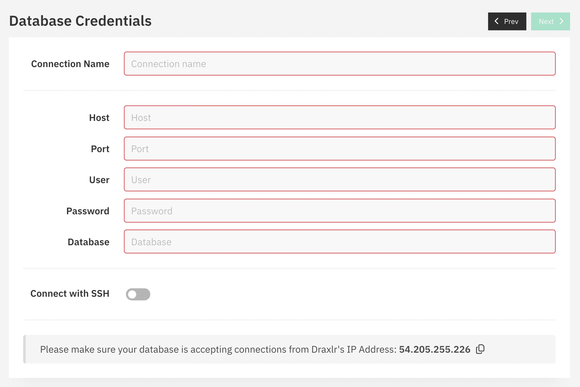 Add Database Credentials